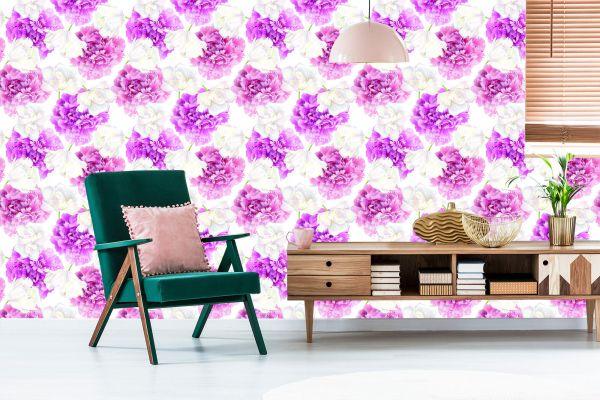 Behang Roze Pioenrozen En Witte Tulpen - Afbeelding 6