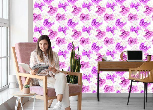 Behang Roze Pioenrozen En Witte Tulpen - Afbeelding 7