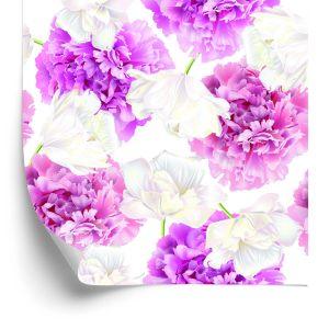 Behang Roze Pioenrozen En Witte Tulpen