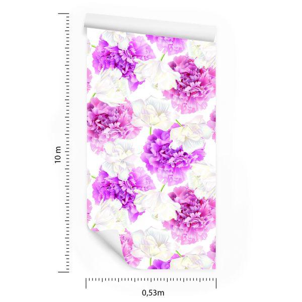 Behang Roze Pioenrozen En Witte Tulpen - Afbeelding 8