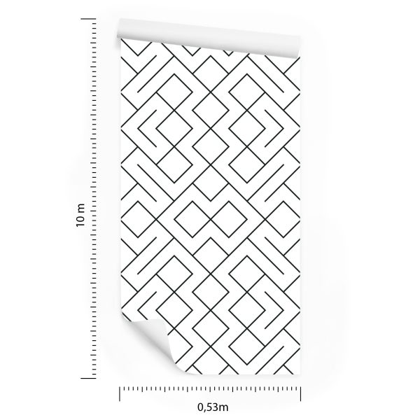 Behang Zwart-Wit Geometrisch Patroon - Afbeelding 8