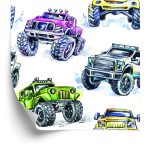 Behang Voor Kinderen - Kleurrijke Monsterauto's