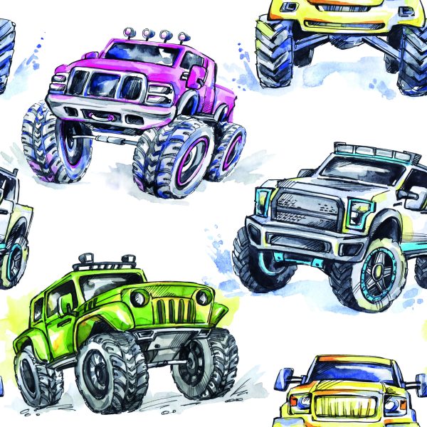 Behang Voor Kinderen - Kleurrijke Monsterauto's - Afbeelding 2