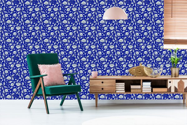 Behang Expressief Bloemenpatroon In Retrostijl - Afbeelding 6