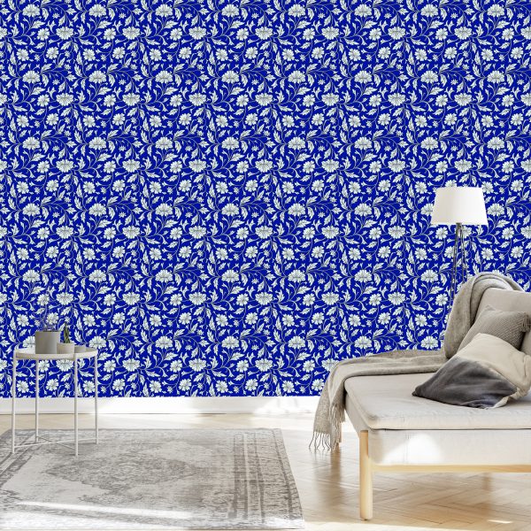 Behang Expressief Bloemenpatroon In Retrostijl - Afbeelding 3