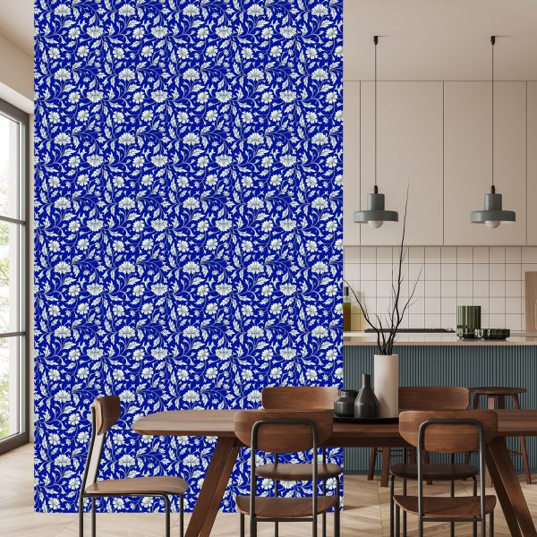 Behang Expressief Bloemenpatroon In Retrostijl - Afbeelding 4