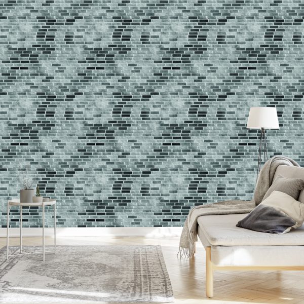 Behang Modern Grijs Bakstenen Muureffect - Afbeelding 3