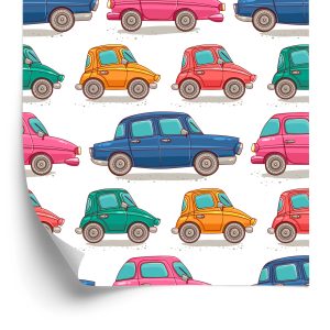 Behang Voor Kinderen - Kleurrijke Speelgoedauto's Zoals Uit Tekenfilms