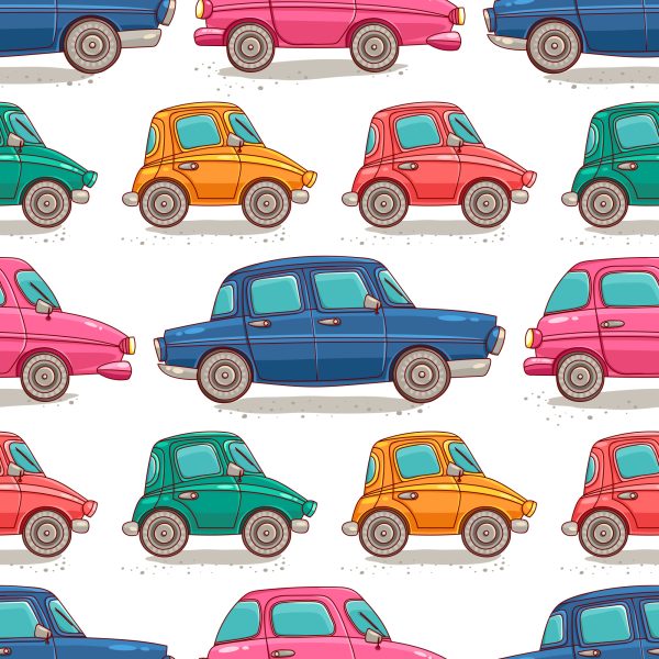 Behang Voor Kinderen - Kleurrijke Speelgoedauto's Zoals Uit Tekenfilms - Afbeelding 2