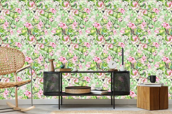 Behang Lentebloemen Geschilderd Met Waterverf - Afbeelding 5