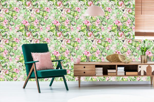 Behang Lentebloemen Geschilderd Met Waterverf - Afbeelding 6