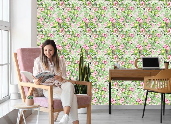 Behang Lentebloemen Geschilderd Met Waterverf - Afbeelding 7