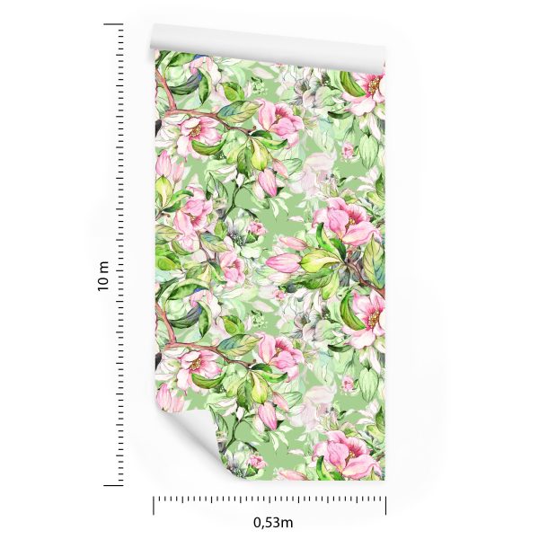 Behang Lentebloemen Geschilderd Met Waterverf - Afbeelding 8
