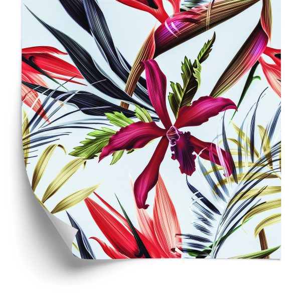 Behang Tropische Bloemen En Bladeren