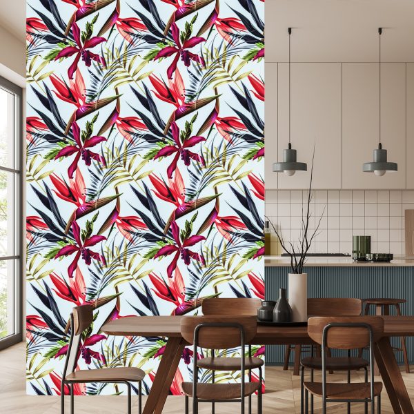 Behang Tropische Bloemen En Bladeren - Afbeelding 4