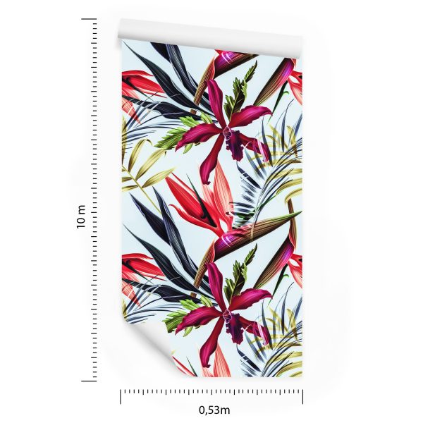 Behang Tropische Bloemen En Bladeren - Afbeelding 8