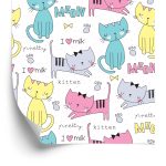Behang Voor Kinderen - Kleurrijke Schattige Katten