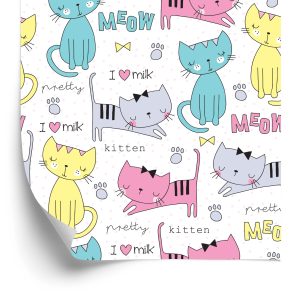 Behang Voor Kinderen - Kleurrijke Schattige Katten