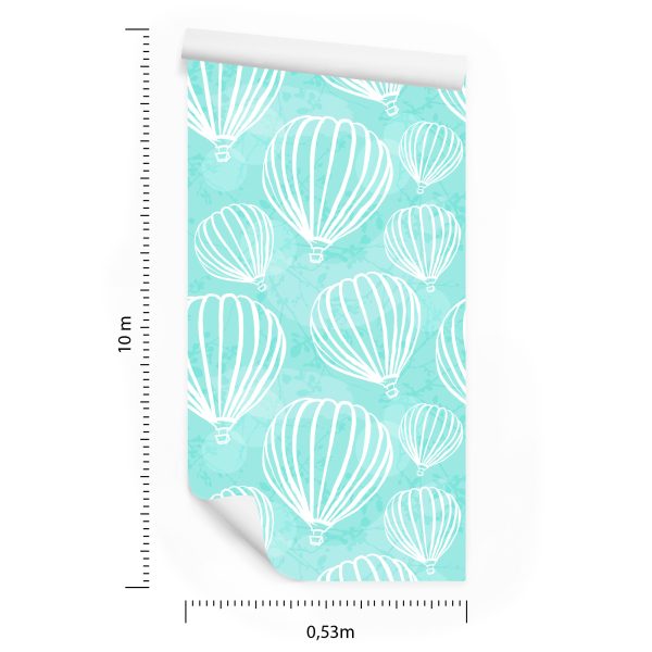 Behang Ballonnen Om Op Een Turkooizen Achtergrond Te Vliegen - Afbeelding 8