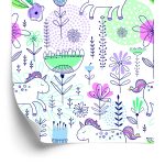 Behang Voor Kinderen - Eenhoorns En Planten