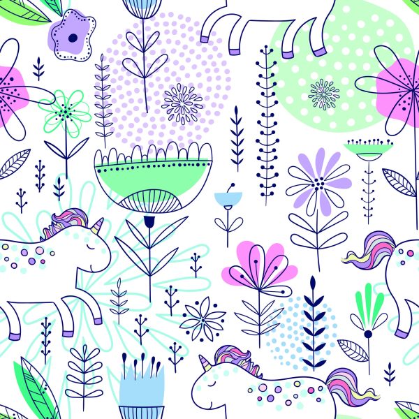 Behang Voor Kinderen - Eenhoorns En Planten - Afbeelding 2