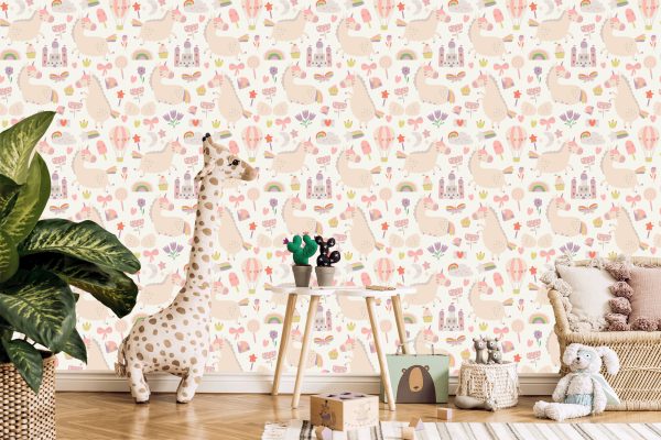 Behang Voor Kinderen - Eenhoorns, Snoep En Planten - Afbeelding 5