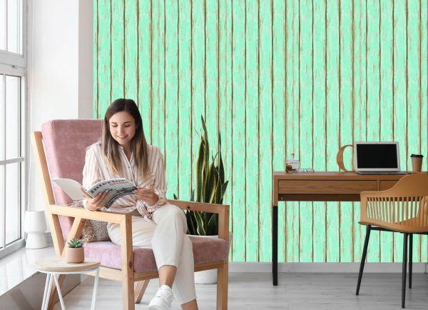 Behang Kleurrijke Houten Planken Met Chips - Afbeelding 7