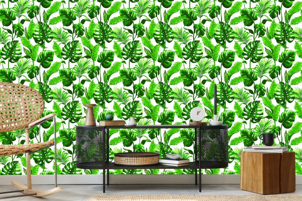 Behang Monstera En Palmbladeren - Afbeelding 5
