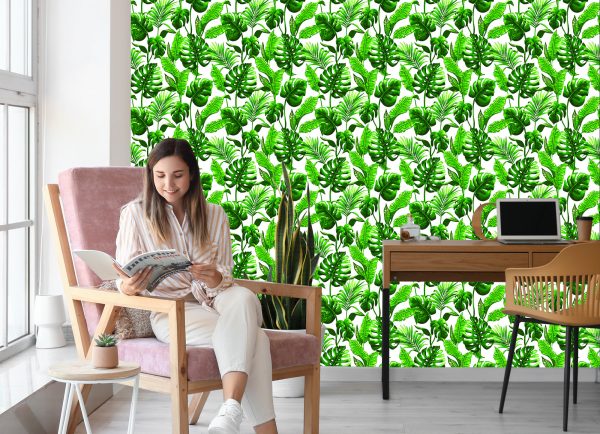 Behang Monstera En Palmbladeren - Afbeelding 7