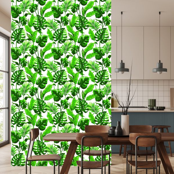 Behang Monstera En Palmbladeren - Afbeelding 4