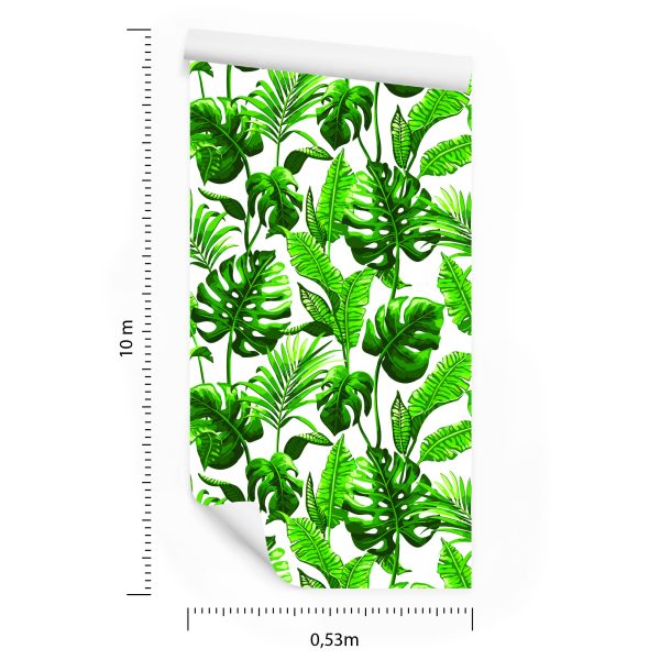 Behang Monstera En Palmbladeren - Afbeelding 8