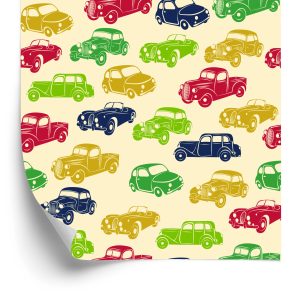Behang Voor Kinderen - Kleurrijke Auto's In Retrostijl