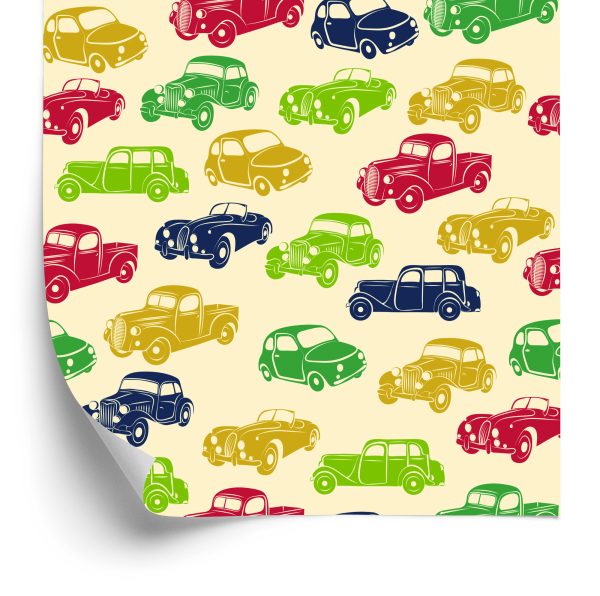 Behang Voor Kinderen - Kleurrijke Auto's In Retrostijl