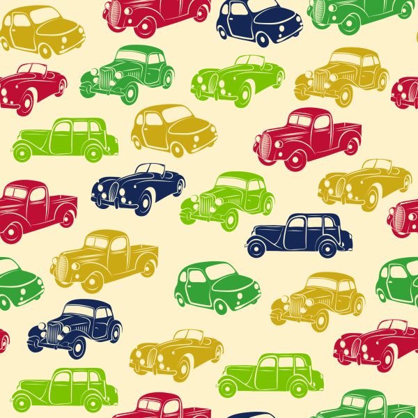 Behang Voor Kinderen - Kleurrijke Auto's In Retrostijl - Afbeelding 2
