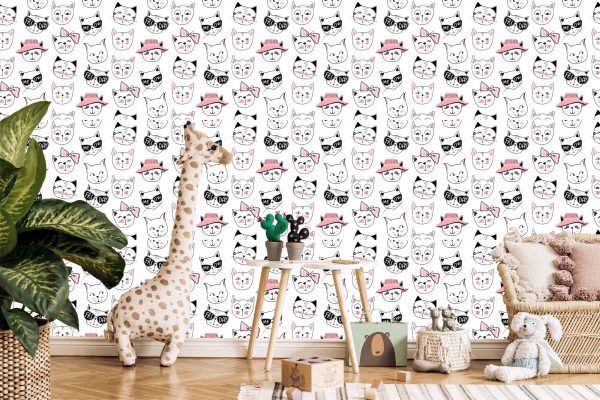 Behang Voor Kinderen - Grappige Katten - Afbeelding 5