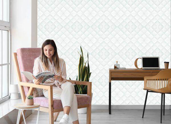 Behang Gewatteerd Leer Met Patroon - Afbeelding 7
