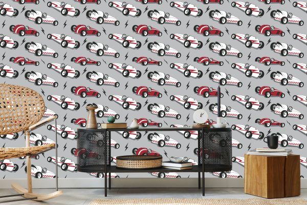 Behang Voor Kinderen - Raceauto's In Vintage Stijl - Afbeelding 5