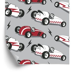Behang Voor Kinderen - Raceauto's In Vintage Stijl