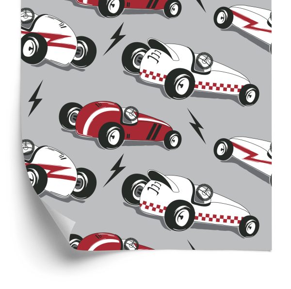 Behang Voor Kinderen - Raceauto's In Vintage Stijl