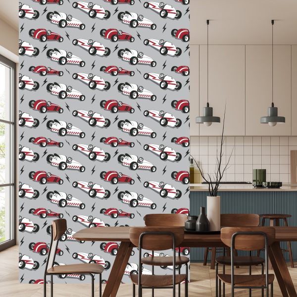 Behang Voor Kinderen - Raceauto's In Vintage Stijl - Afbeelding 4