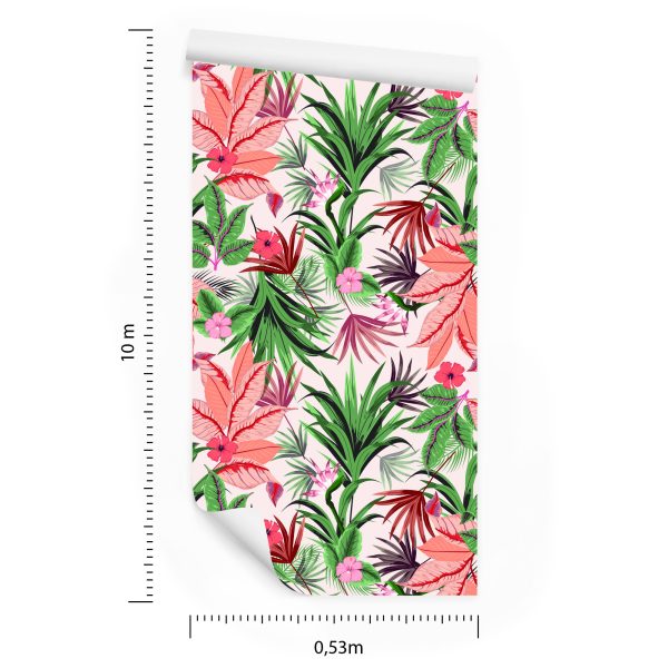 Behang Exotische Tropische Bladeren Bloemen - Afbeelding 8