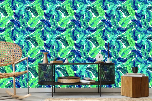Behang Prachtige Turquoise Tropische Bladeren - Afbeelding 5