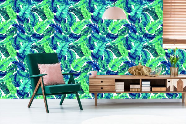 Behang Prachtige Turquoise Tropische Bladeren - Afbeelding 6