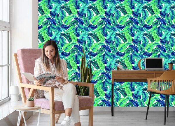 Behang Prachtige Turquoise Tropische Bladeren - Afbeelding 7