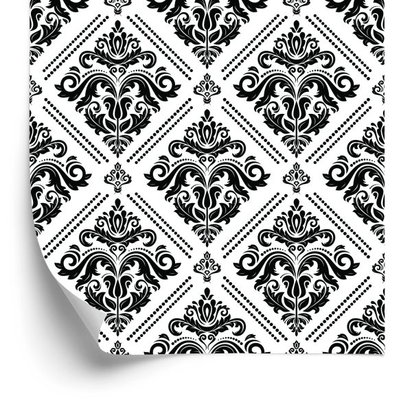 Behang Klassieke Zwart-Witte Ornamenten