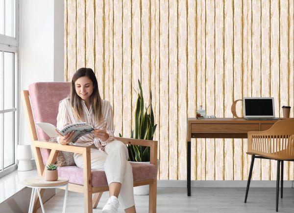 Behang Heldere Houten Planken Met Reinigingsmiddelen - Afbeelding 7