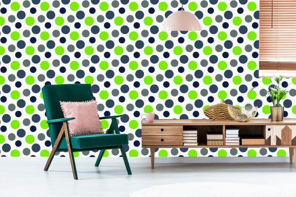 Behang Grijze En Groene Stippen - Afbeelding 6