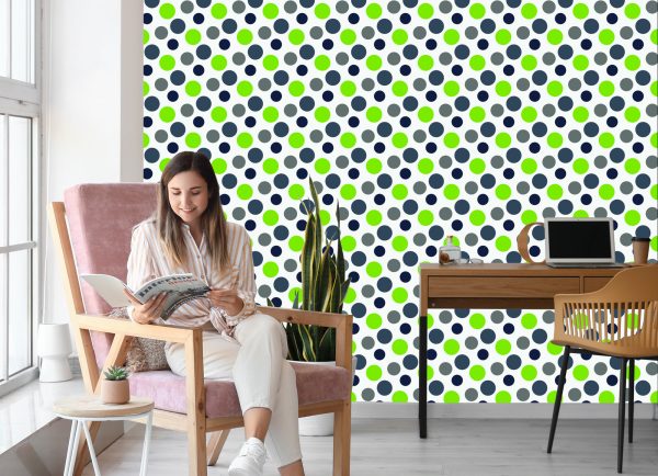 Behang Grijze En Groene Stippen - Afbeelding 7