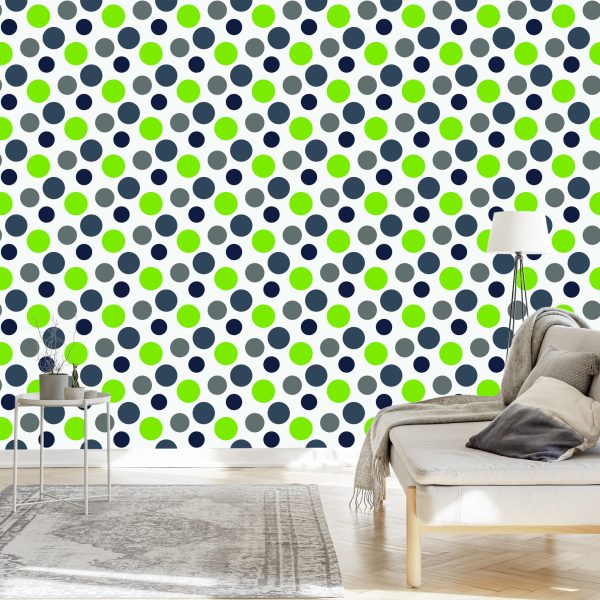 Behang Grijze En Groene Stippen - Afbeelding 3