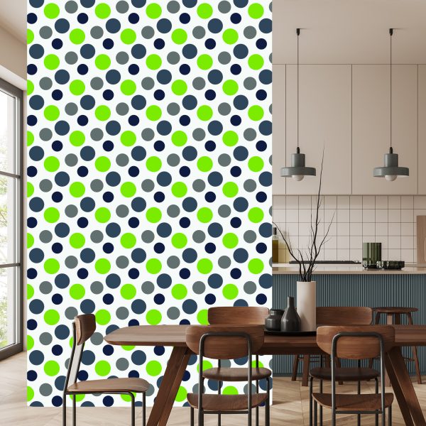 Behang Grijze En Groene Stippen - Afbeelding 4